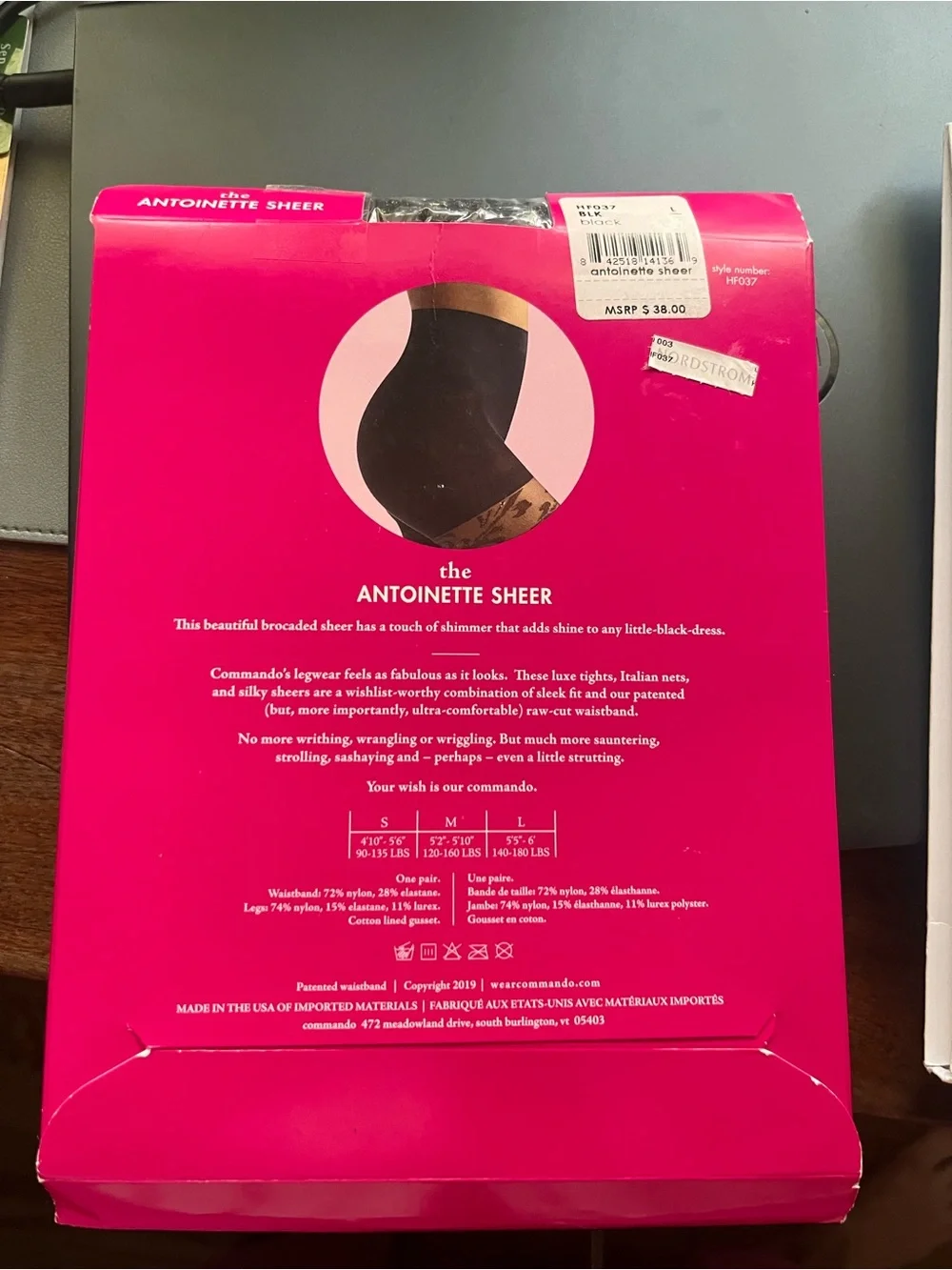 NIP Commando Antoinette Sheer Black Stockings Large